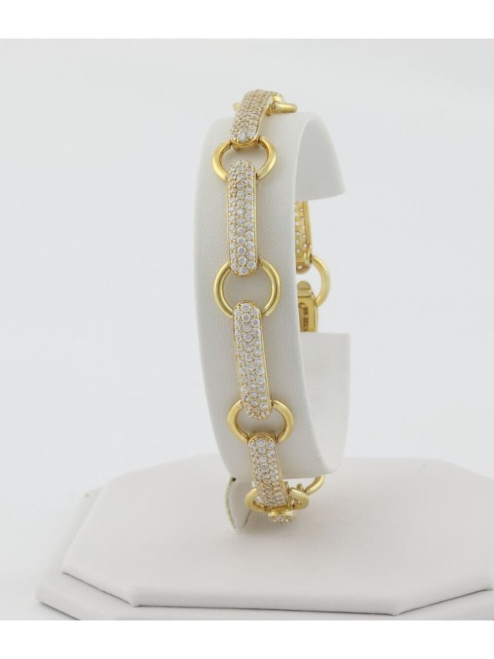 18k Gold Over Sterling Silver Sparkly Cubic Zirconia Bracelet 7 3/4" inch - Picture 3 of 8
